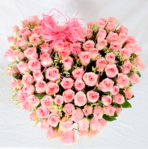 Marc Bohan Love Flower Basket with Pink Roses